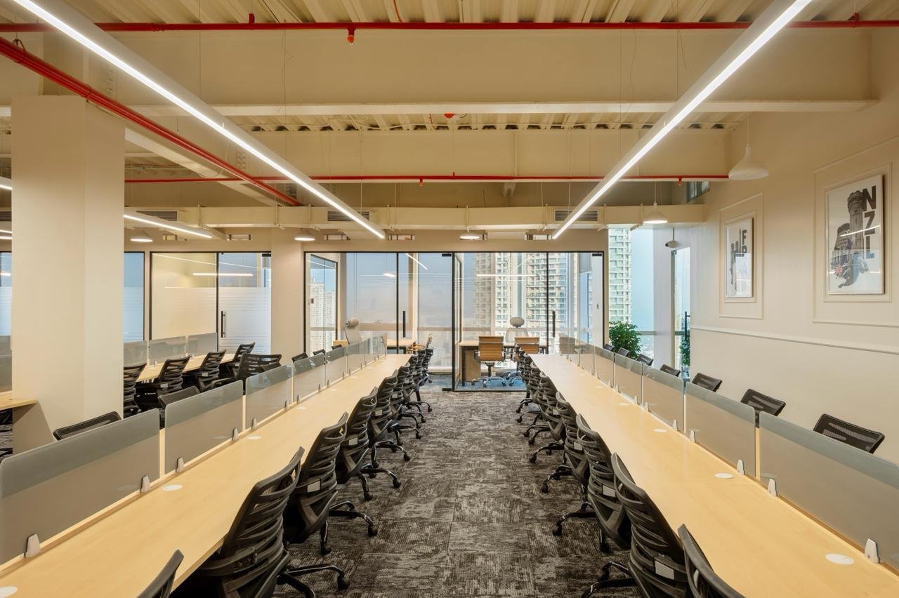 Smart office technology integrated with modern workspace